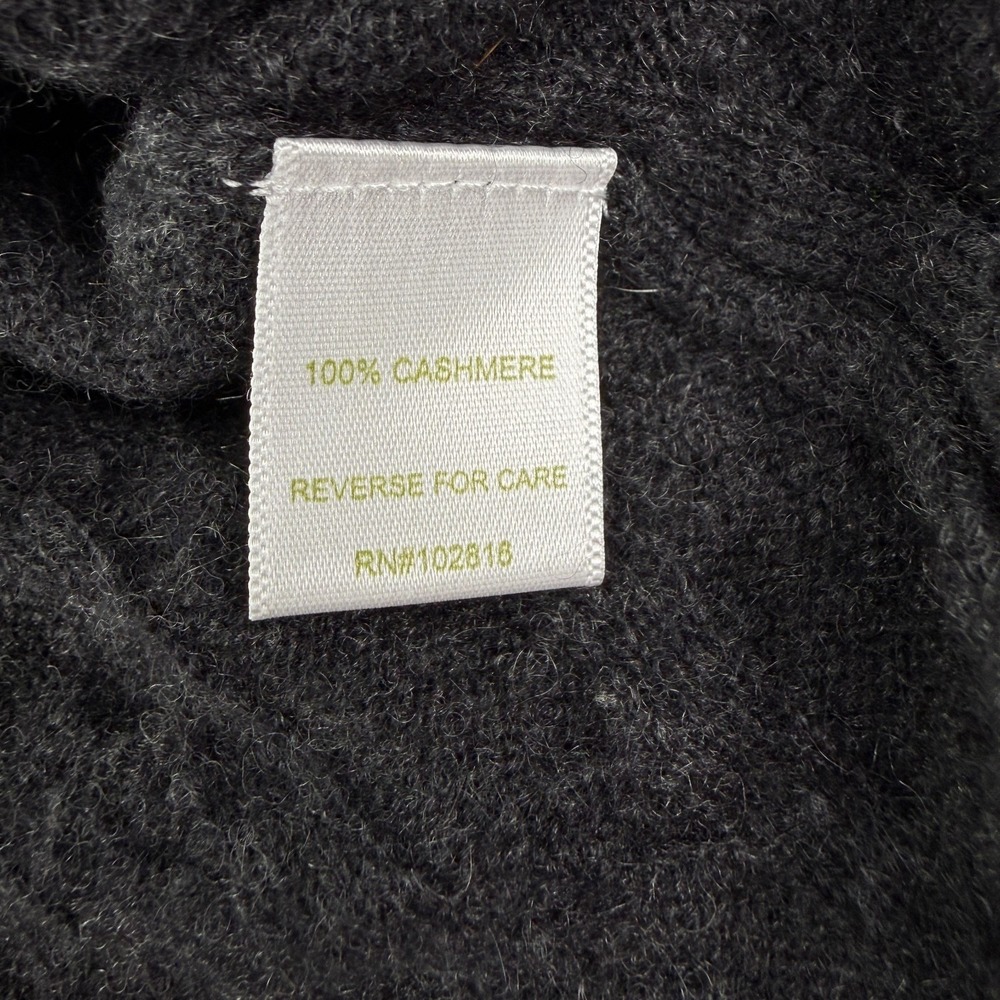 Garnet Hill Cardigan Sweater L Gray 100% Cashmere Cable Knit Open Front Warm - Picture 6 of 8